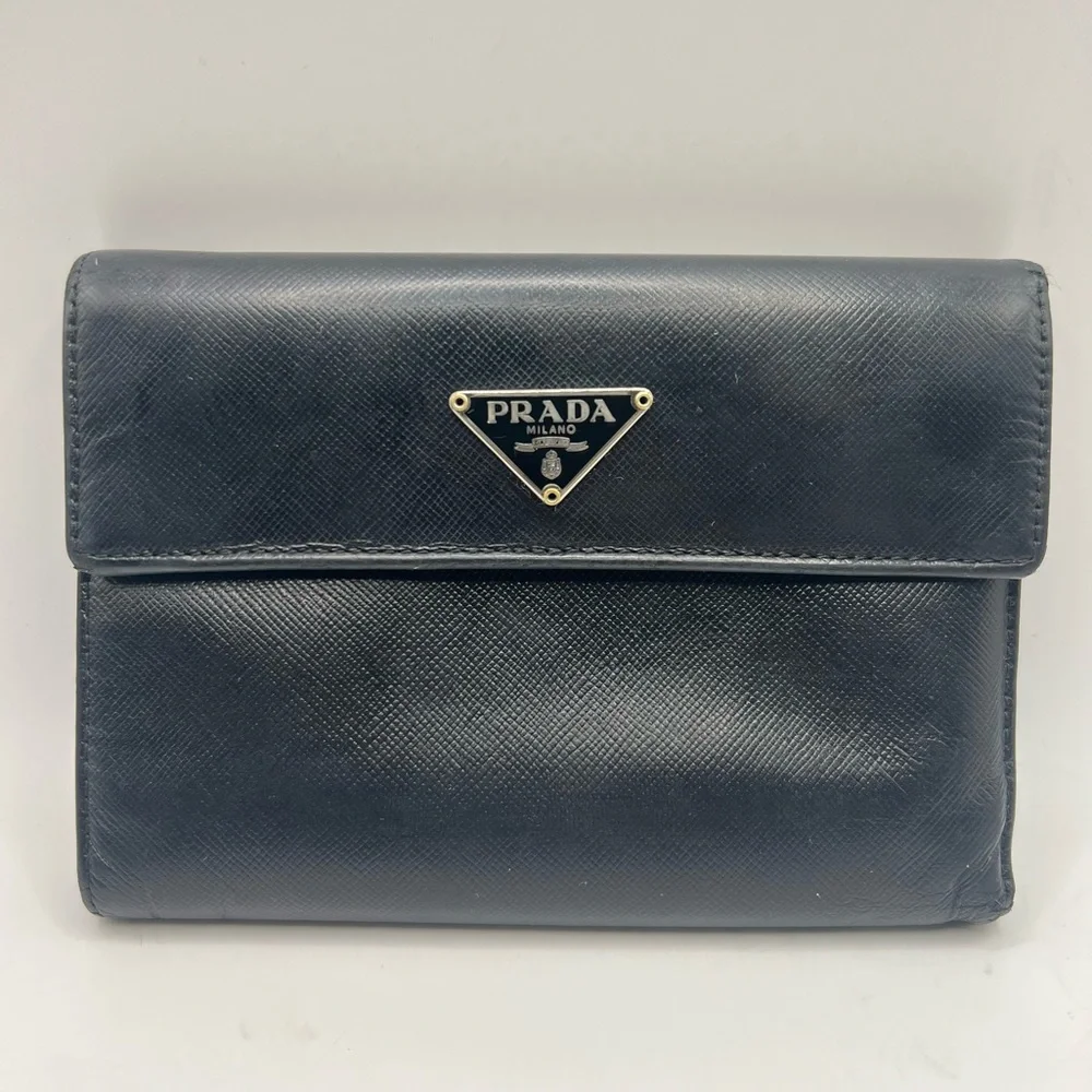 Prada Saffiano Trifold Leather Wallet